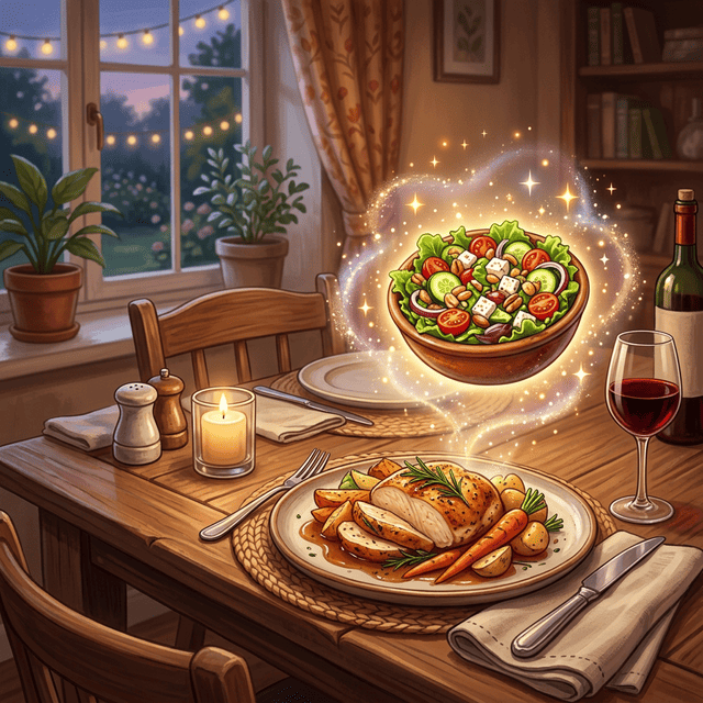 メイン料理に合わせたおすすめの副菜や汁物をAIが提案している画面